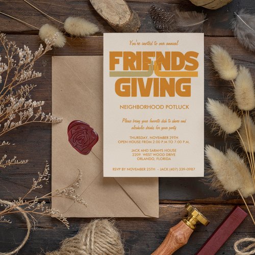 Friendsgiving Thanksgiving Potluck Party Invitation