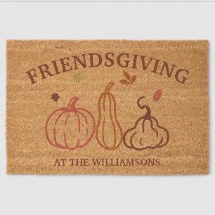 Friendsgiving Thanksgiving Pumpkins Personalized Fiber Doormat