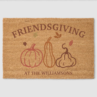 Friendsgiving Thanksgiving Pumpkins Personalized Fiber Doormat