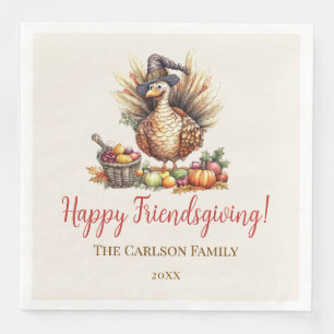 Friendsgiving Thanksgiving Rustic Turkey Paper Dinner Napkins