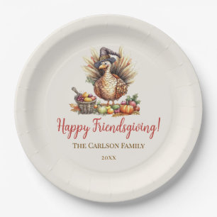 Friendsgiving Thanksgiving Rustic Turkey Paper Plates