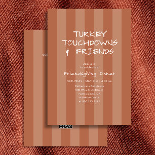 Friendsgiving Thanksgiving Turkey Touchdown Stripe Invitation