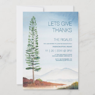 Friendsgiving Thanksgiving Watercolor Pine Tree Invitation