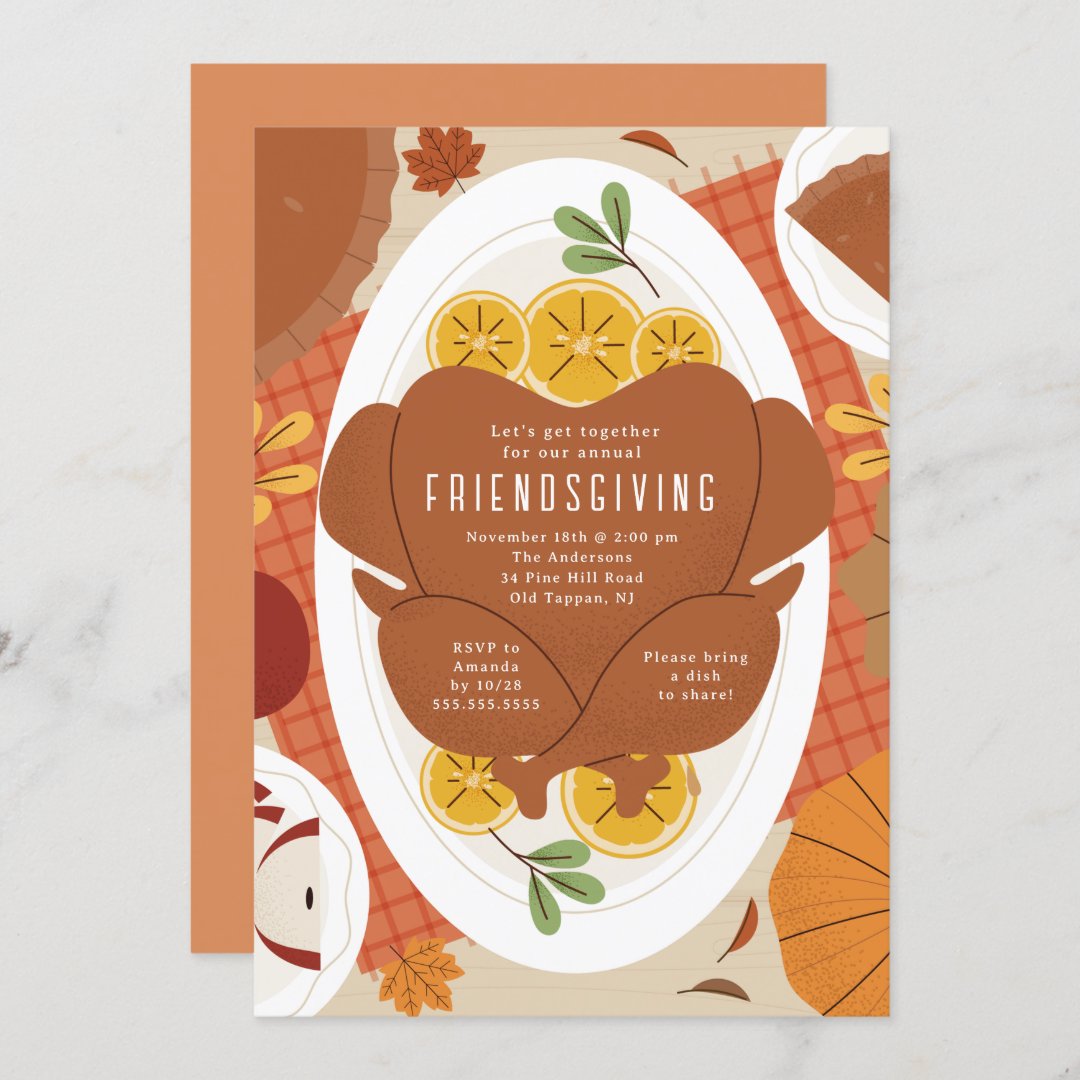Friendsgiving Turkey Dinner Party Invitation