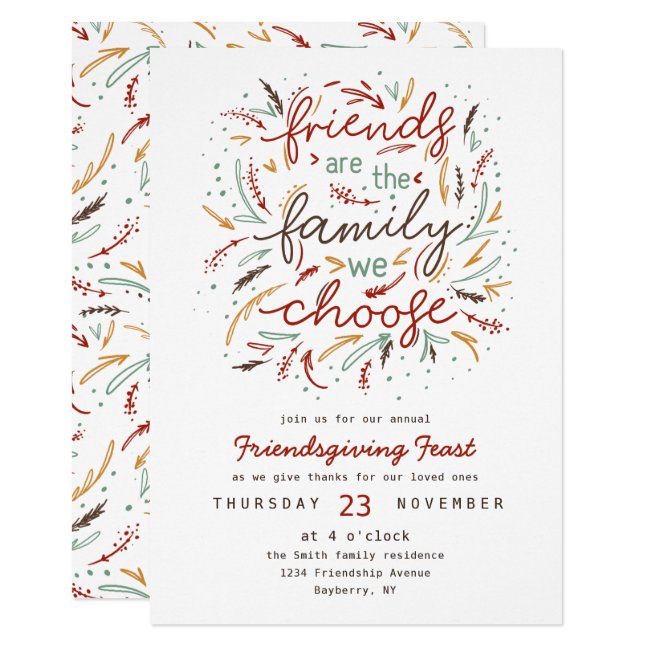 Friendsgiving Typography Thanksgiving Dinner Invitation