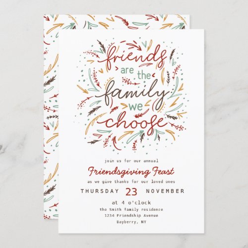 Friendsgiving Typography Thanksgiving Dinner Invitation