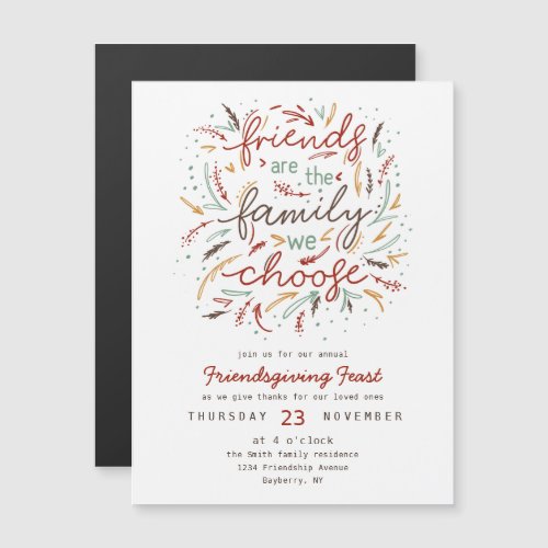Friendsgiving Typography Thanksgiving Dinner Magnetic Invitation