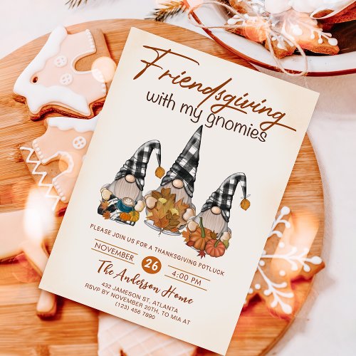 Friendsgiving With My Gnomes Autumn Thanksgiving Invitation