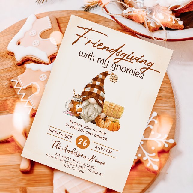 Friendsgiving With My Gnomes Pumpkin Thanksgiving Invitation (Creator Uploaded)