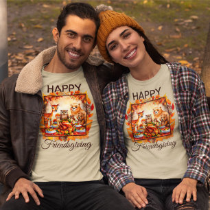 Friendsgiving Woodland Animals Autumn Leaves T-Shirt