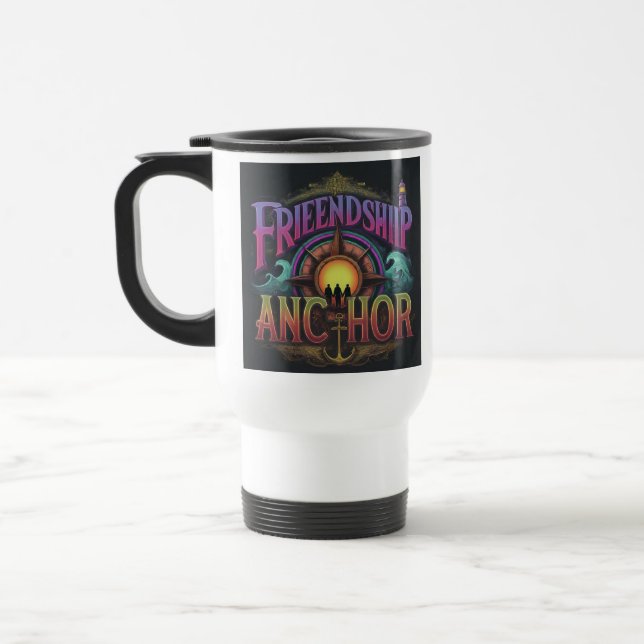 "Friendship Anchor" Travel Coffee Mug. Mug (Left)
