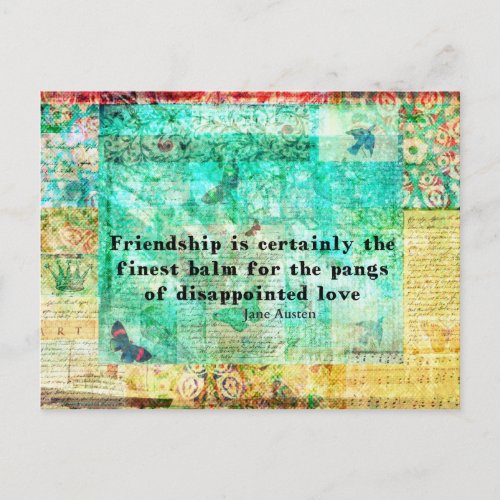 Friendship and LOVE quote JANE AUSTEN Postcard