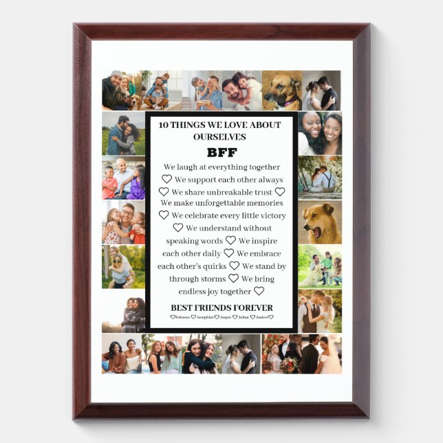 Friendship Appreciation | BFF 22 Photo Collage Award Plaque (Vertical)