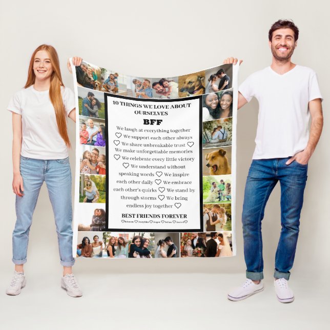 Friendship Appreciation | BFF 22 Photo Collage Fleece Blanket (In Situ)