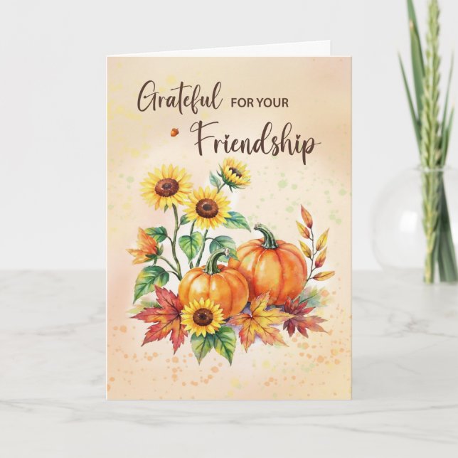Friendship Appreciation on Thanksgiving Sunflowers Card (Front)