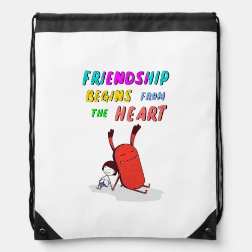 Friendship Begins From Heart July Demon 30 Friends Drawstring Bag