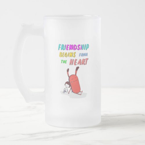 Friendship Begins From Heart July Demon 30 Friends Frosted Glass Beer Mug
