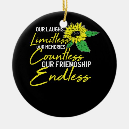 Friendship Best_Friend Cute Sunflower Bestie BFF M Ceramic Ornament