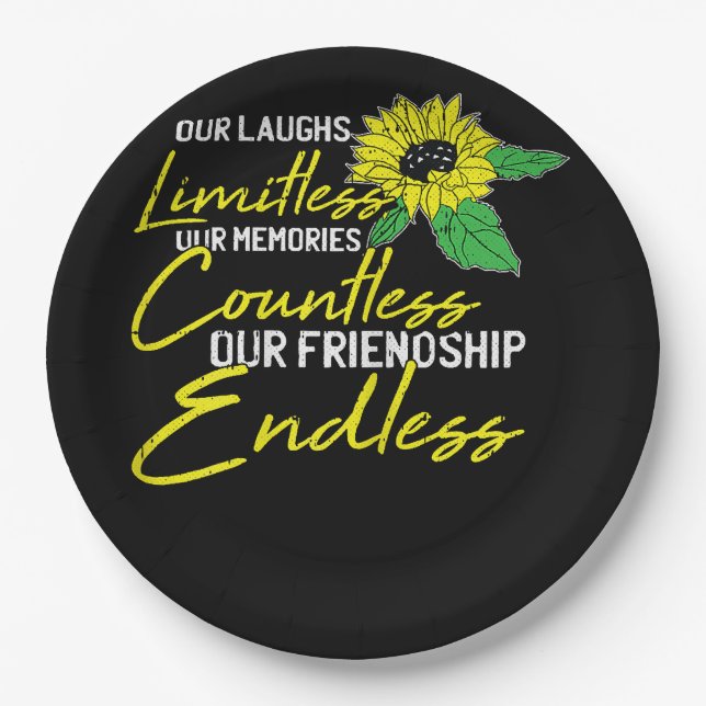Friendship Best-Friend Cute Sunflower Bestie BFF M Paper Plates (Front)