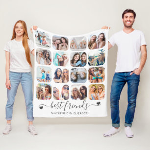Friendship BEST FRIENDS Script Hearts 16 Photo Fleece Blanket
