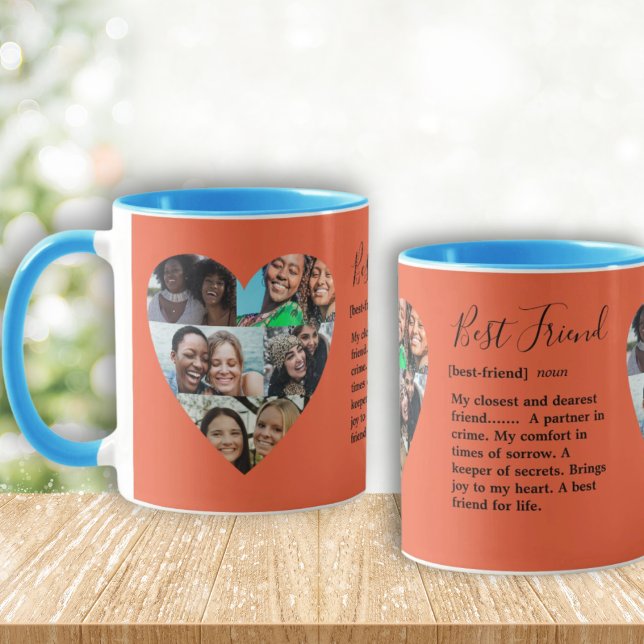 Friendship Bestie Photo Heart Collage Colorful Mug (Creator Uploaded)