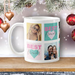 Friendship BFF Photo Collage Heart Coffee Mug<br><div class="desc">Add your favorite best friend images to this unique template. The template is square so great for insta photos and easy to upload. Hearts and 'best friend' text in alternating teal and pink.</div>