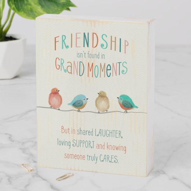 Friendship Birds Shared Laughter and Support  Wooden Box Sign (In Situ Vertical)