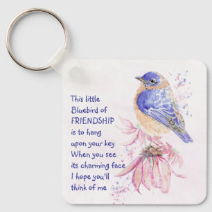 Friendship Bluebird Think of Me Customized Keychain