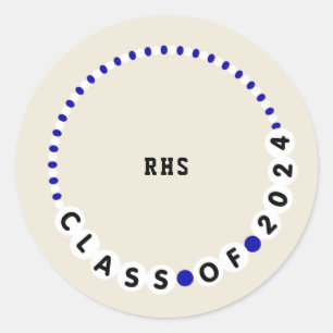Friendship Bracelet 2024 Graduation Blue + White Classic Round Sticker