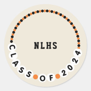 Friendship Bracelet 2024 Graduation Orange + Black Classic Round Sticker