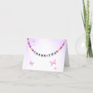 Friendship Bracelet and Butterflies Thank You Card