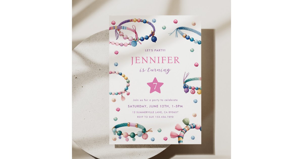 Friendship bracelet Birthday Party invitation | Zazzle