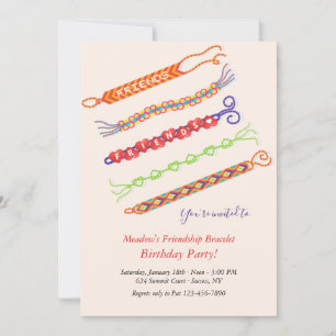 Friendship Bracelet Birthday Party Invitations