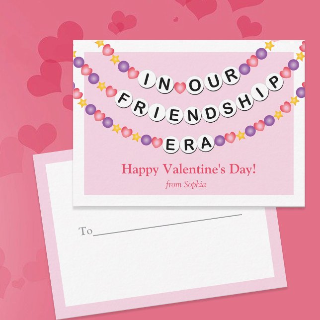 Friendship Bracelet Classroom Valentine Note Card (Creator Uploaded)