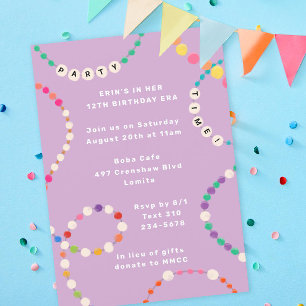 Friendship Bracelet Era Birthday Party Invitation