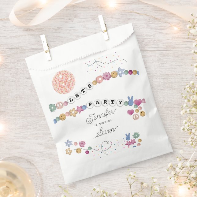 Friendship Bracelet Girl Jewelry Birthday Party Favor Bag (Clipped)