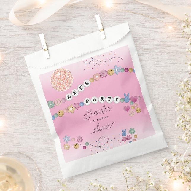 Friendship Bracelet Girl Jewelry Birthday Party Favor Bag (Clipped)