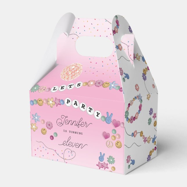 Friendship Bracelet Girl Jewelry Birthday Party Favor Boxes (Front Side)