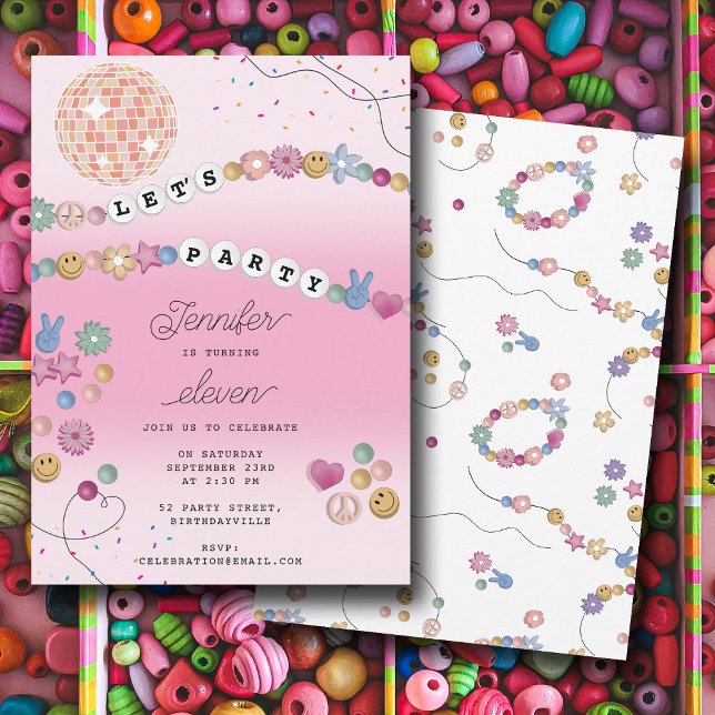 Friendship Bracelet Girl Jewelry Birthday Party Invitation (Friendship Bracelet Girl Jewelry Birthday Party Invitation)