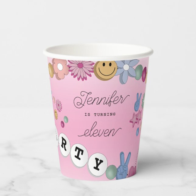 Friendship Bracelet Girl Jewelry Birthday Party Paper Cups (Back)