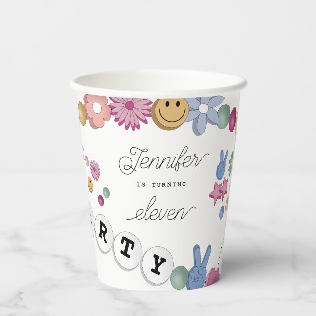 Friendship Bracelet Girl Jewelry Birthday Party Paper Cups (Back)