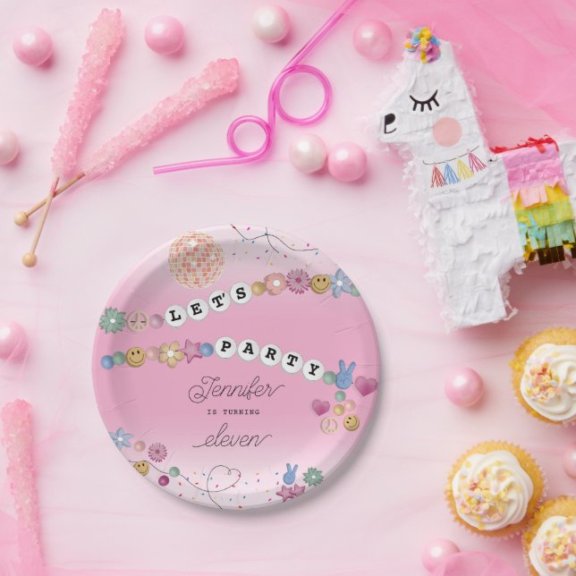 Friendship Bracelet Girl Jewelry Birthday Party Paper Plates (Party)