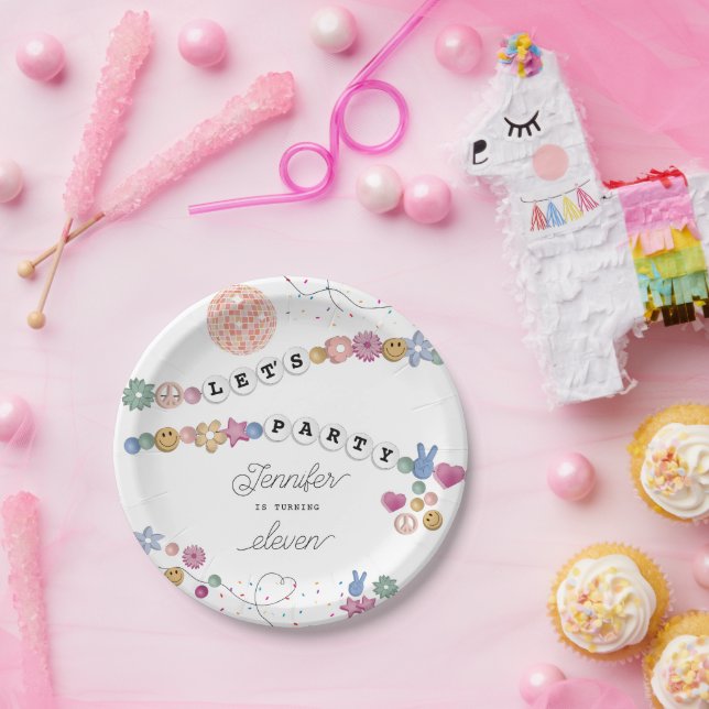 Friendship Bracelet Girl Jewelry Birthday Party Paper Plates (Party)