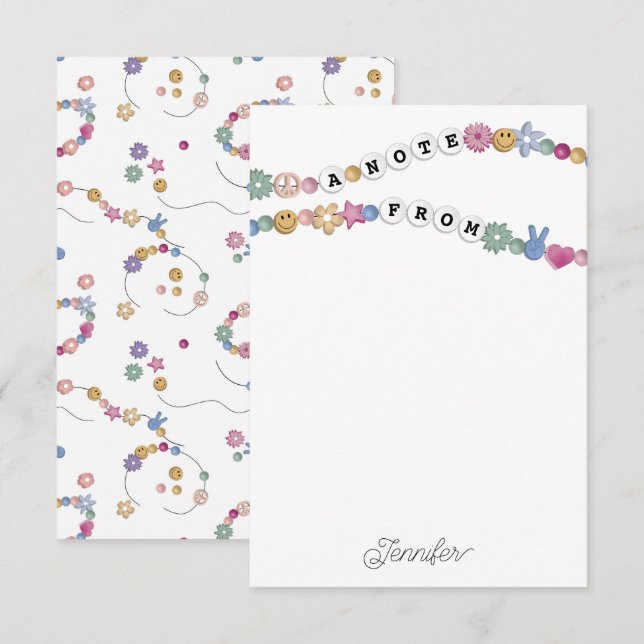 Friendship Bracelet Girl Jewelry Kids Personalized Thank You Card (Front/Back)