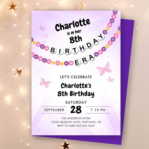 Friendship Bracelet Girls Birthday Era Party Invitation
