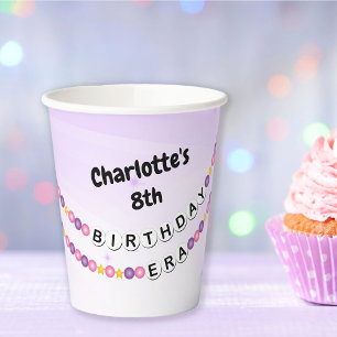 Friendship Bracelet Girls Birthday Era Party Paper Cups