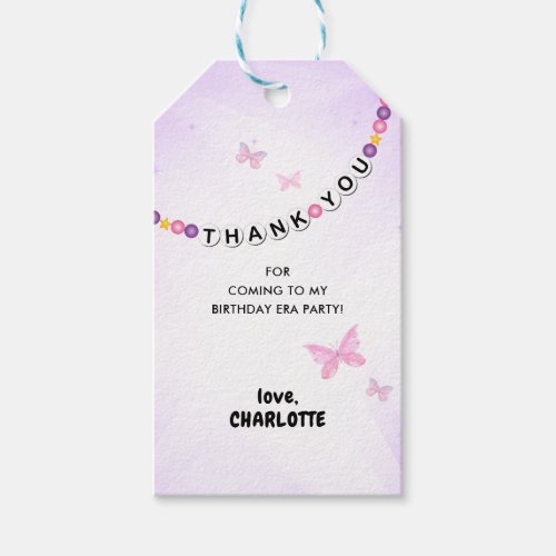 Friendship Bracelet Girls Birthday Era Thank You Gift Tags