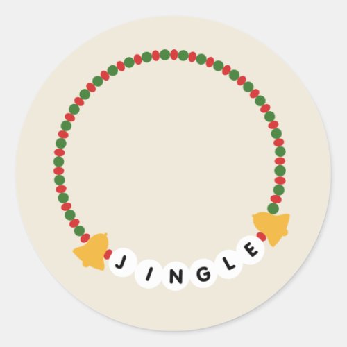 Friendship Bracelet Jingle Bells Christmas Classic Round Sticker