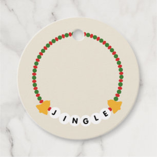 Friendship Bracelet Jingle Bells Christmas Favor Tags