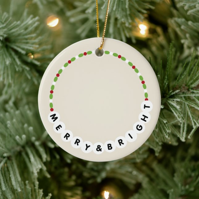 Friendship Bracelet Merry And Bright Christmas  Ceramic Ornament (Tree)